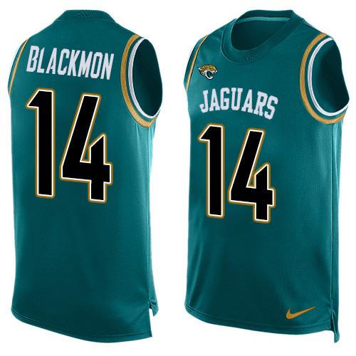 Personalized Jaguars #14 Justin Blackmon Teal Green Alternate Men’s Stitched NFL Limited Tank Top Jersey