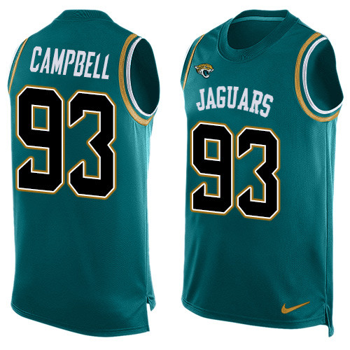 Personalized Jaguars #93 Calais Campbell Teal Green Alternate Men’s Stitched NFL Limited Tank Top Jersey