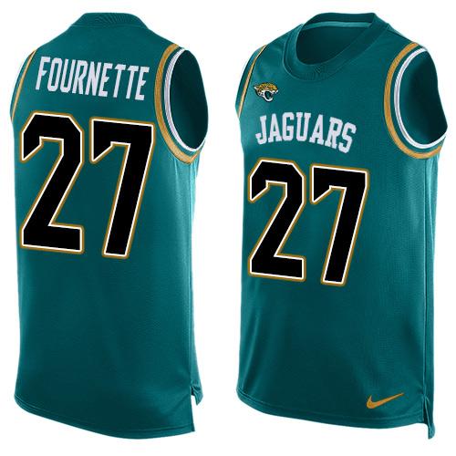 Personalized Jaguars #27 Leonard Fournette Teal Green Alternate Men’s Stitched NFL Limited Tank Top Jersey