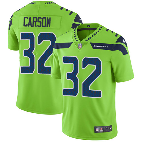 Personalized Seahawks #32 Chris Carson Green Men’s Stitched NFL Limited Rush Jersey
