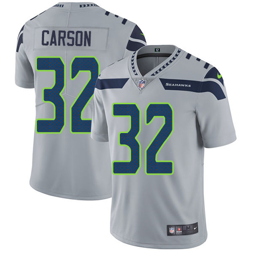 Personalized Seahawks #32 Chris Carson Grey Alternate Men’s Stitched NFL Untouchable Limited Jersey