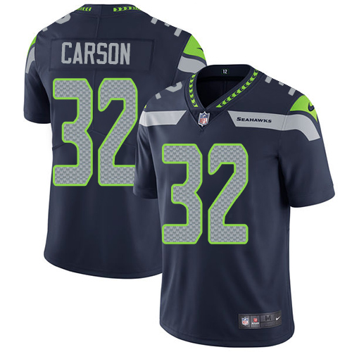 Personalized Seahawks #32 Chris Carson Steel Blue Team Color Men’s Stitched NFL Untouchable Limited Jersey