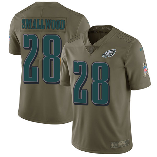 Personalized Eagles #28 Wendell Smallwood Olive Men’s Stitched NFL Limited 2017 Salute To Service Jersey