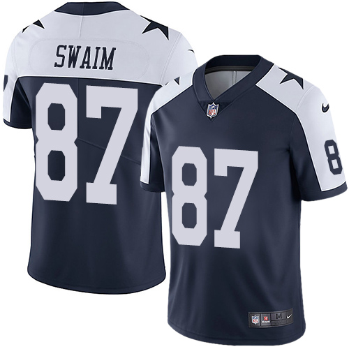 Personalized Cowboys #87 Geoff Swaim Navy Blue Thanksgiving Men’s Stitched NFL Untouchable Limited Throwback Jersey