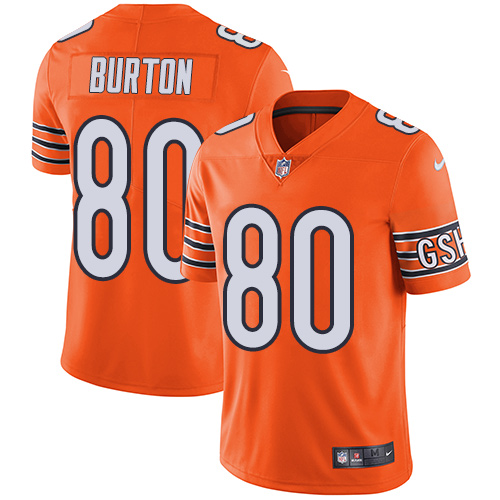 Personalized Bears #80 Trey Burton Orange Men’s Stitched NFL Limited Rush Jersey