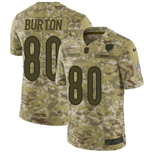 Personalized Bears #80 Trey Burton Camo Men’s Stitched NFL Limited 2018 Salute To Service Jersey