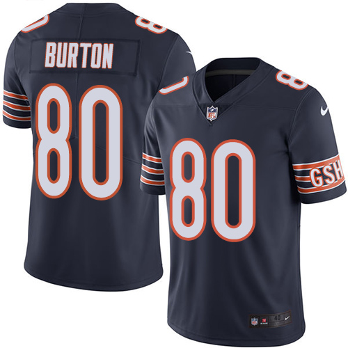 Personalized Bears #80 Trey Burton Navy Blue Team Color Men’s Stitched NFL Untouchable Limited Jersey
