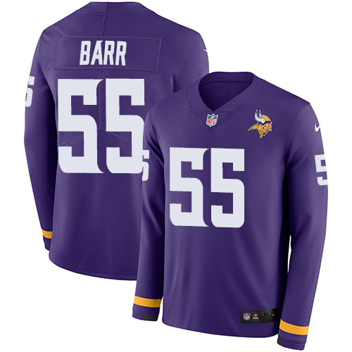 Personalized Vikings #55 Anthony Barr Purple Team Color Men’s Stitched NFL Limited Therma Long Sleeve Jersey