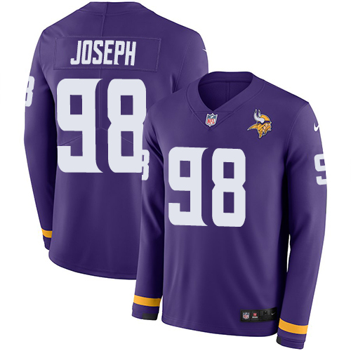 Personalized Vikings #98 Linval Joseph Purple Team Color Men’s Stitched NFL Limited Therma Long Sleeve Jersey