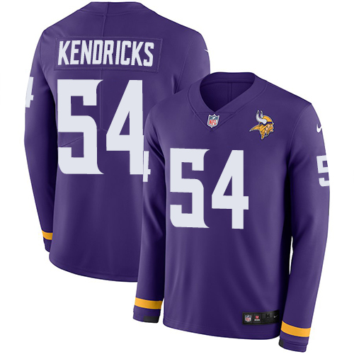 Personalized Vikings #54 Eric Kendricks Purple Team Color Men’s Stitched NFL Limited Therma Long Sleeve Jersey