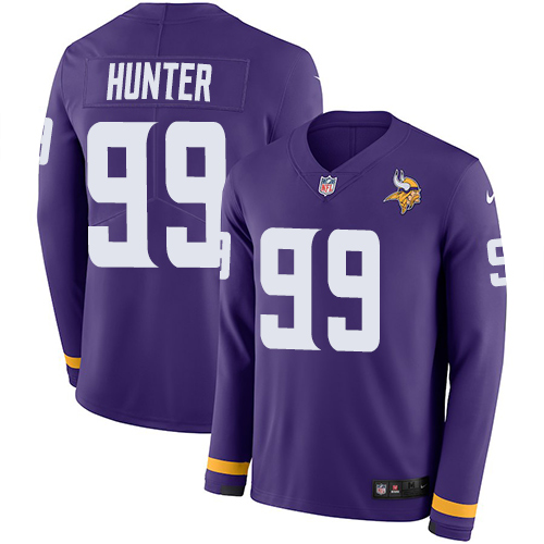 Personalized Vikings #99 Danielle Hunter Purple Team Color Men’s Stitched NFL Limited Therma Long Sleeve Jersey