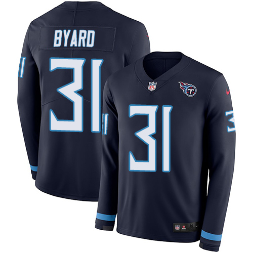 Personalized Titans #31 Kevin Byard Navy Blue Team Color Men’s Stitched NFL Limited Therma Long Sleeve Jersey