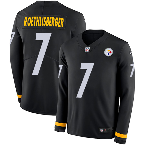 Personalized Steelers #7 Ben Roethlisberger Black Team Color Men’s Stitched NFL Limited Therma Long Sleeve Jersey