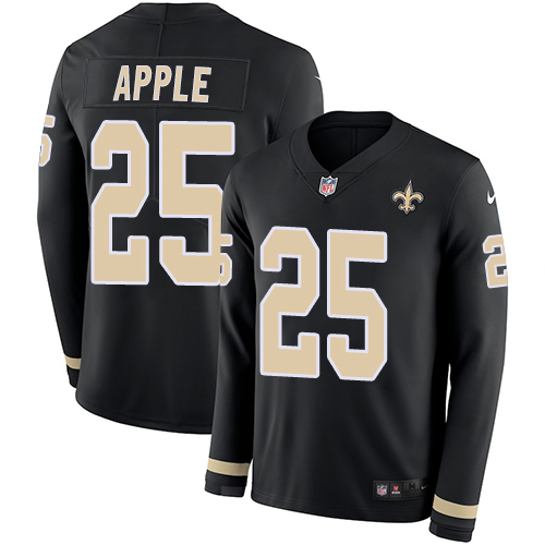 Personalized Saints #25 Eli Apple Black Team Color Men’s Stitched NFL Limited Therma Long Sleeve Jersey