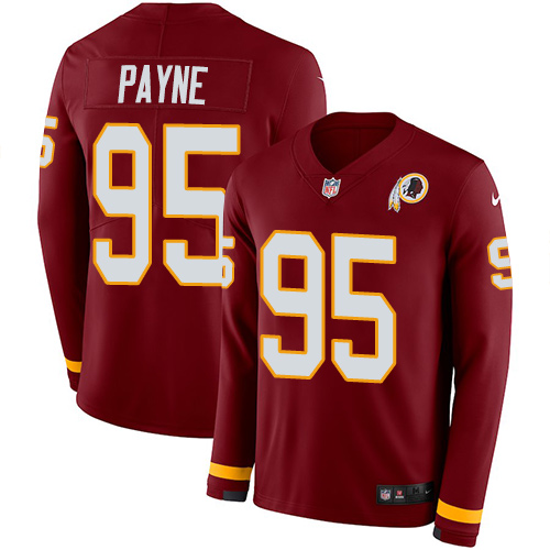Personalized Redskins #95 Da’Ron Payne Burgundy Red Team Color Men’s Stitched NFL Limited Therma Long Sleeve Jersey