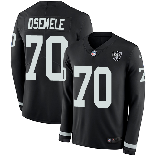 Personalized Raiders #70 Kelechi Osemele Black Team Color Men’s Stitched NFL Limited Therma Long Sleeve Jersey