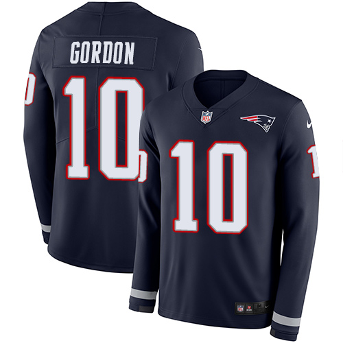 Personalized Patriots #10 Josh Gordon Navy Blue Team Color Men’s Stitched NFL Limited Therma Long Sleeve Jersey