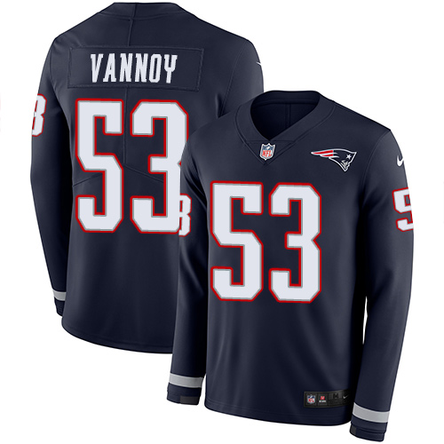 Personalized Patriots #53 Kyle Van Noy Navy Blue Team Color Men’s Stitched NFL Limited Therma Long Sleeve Jersey