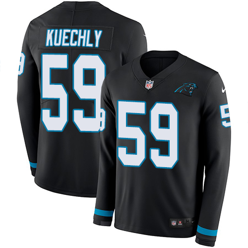 Personalized Panthers #59 Luke Kuechly Black Team Color Men’s Stitched NFL Limited Therma Long Sleeve Jersey