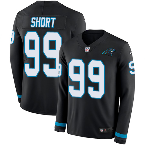 Personalized Panthers #99 Kawann Short Black Team Color Men’s Stitched NFL Limited Therma Long Sleeve Jersey