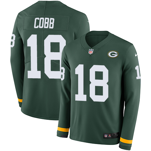 Personalized Packers #18 Randall Cobb Green Team Color Men’s Stitched NFL Limited Therma Long Sleeve Jersey