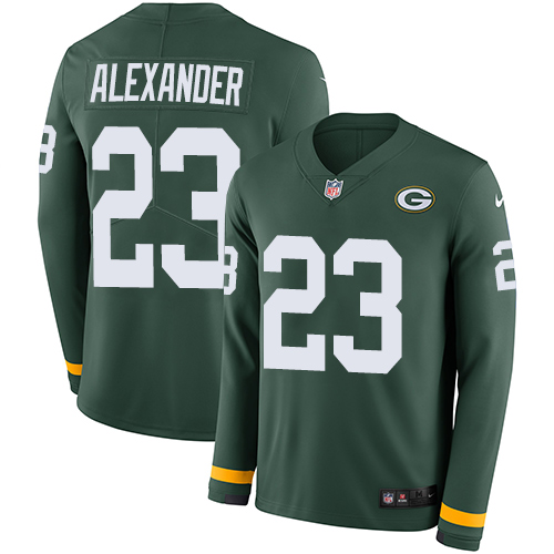 Personalized Packers #23 Jaire Alexander Green Team Color Men’s Stitched NFL Limited Therma Long Sleeve Jersey