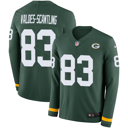 Personalized Packers #83 Marquez Valdes-Scantling Green Team Color Men’s Stitched NFL Limited Therma Long Sleeve Jersey