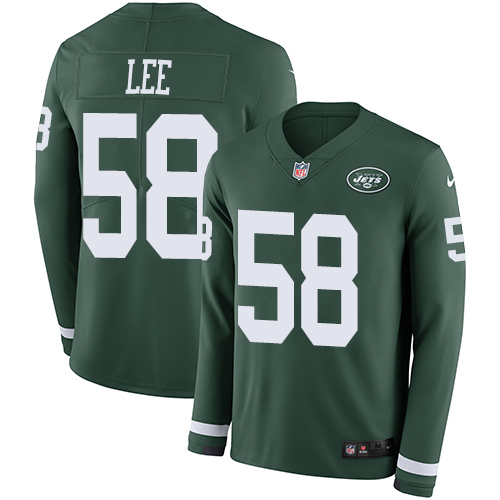 Personalized Jets #58 Darron Lee Green Team Color Men’s Stitched NFL Limited Therma Long Sleeve Jersey