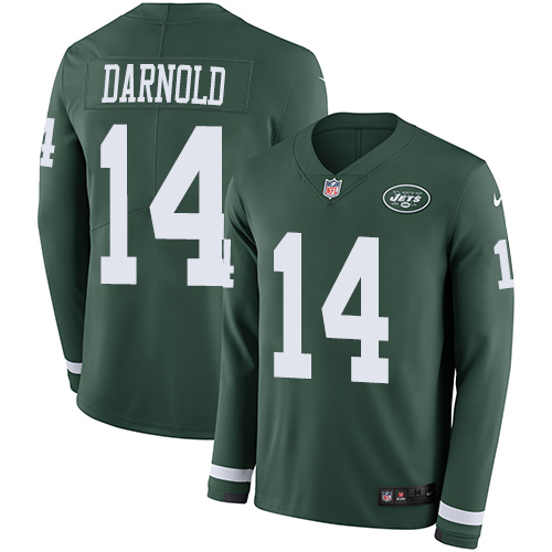 Personalized Jets #14 Sam Darnold Green Team Color Men’s Stitched NFL Limited Therma Long Sleeve Jersey