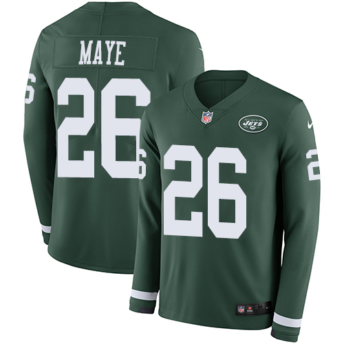 Personalized Jets #26 Marcus Maye Green Team Color Men’s Stitched NFL Limited Therma Long Sleeve Jersey