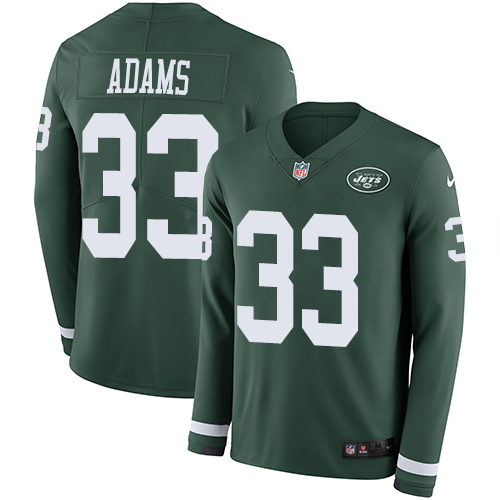 Personalized Jets #33 Jamal Adams Green Team Color Men’s Stitched NFL Limited Therma Long Sleeve Jersey