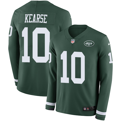 Personalized Jets #10 Jermaine Kearse Green Team Color Men’s Stitched NFL Limited Therma Long Sleeve Jersey