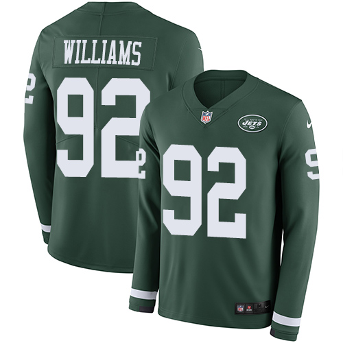 Personalized Jets #92 Leonard Williams Green Team Color Men’s Stitched NFL Limited Therma Long Sleeve Jersey