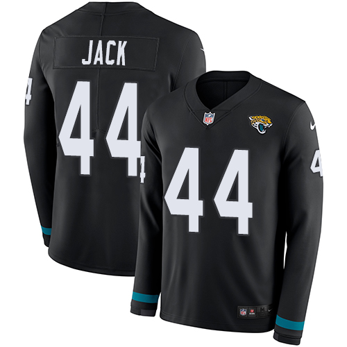 Personalized Jaguars #44 Myles Jack Black Team Color Men’s Stitched NFL Limited Therma Long Sleeve Jersey