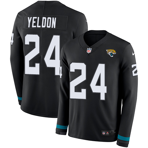 Personalized Jaguars #24 T.J. Yeldon Black Team Color Men’s Stitched NFL Limited Therma Long Sleeve Jersey