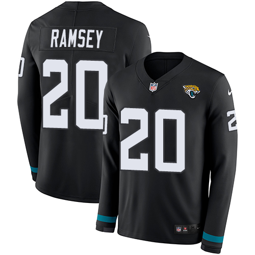 Personalized Jaguars #20 Jalen Ramsey Black Team Color Men’s Stitched NFL Limited Therma Long Sleeve Jersey