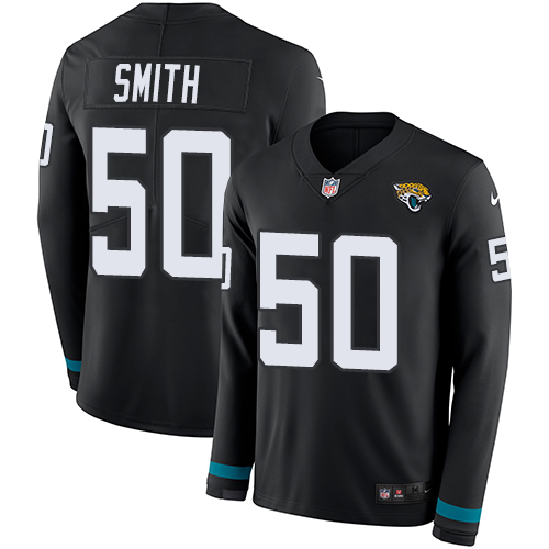Personalized Jaguars #50 Telvin Smith Black Team Color Men’s Stitched NFL Limited Therma Long Sleeve Jersey