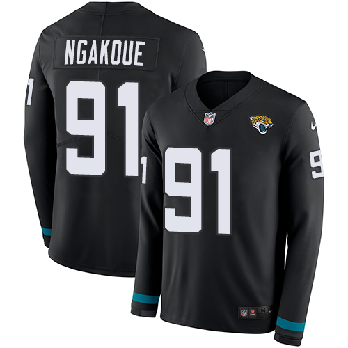 Personalized Jaguars #91 Yannick Ngakoue Black Team Color Men’s Stitched NFL Limited Therma Long Sleeve Jersey