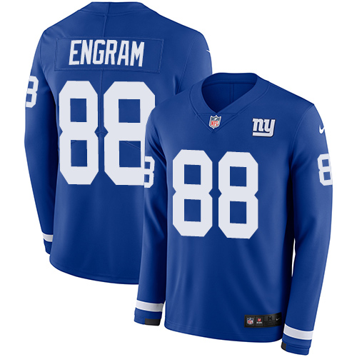 Personalized Giants #88 Evan Engram Royal Blue Team Color Men’s Stitched NFL Limited Therma Long Sleeve Jersey