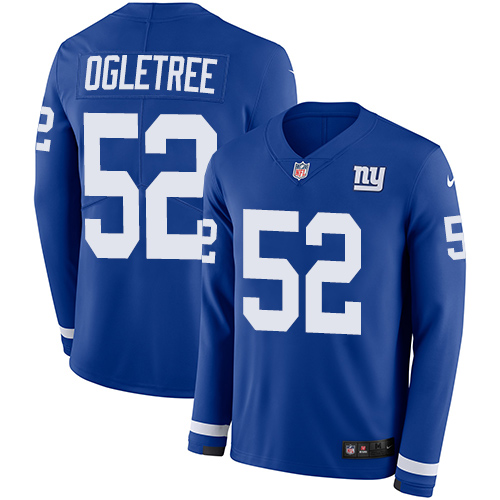 Personalized Giants #52 Alec Ogletree Royal Blue Team Color Men’s Stitched NFL Limited Therma Long Sleeve Jersey