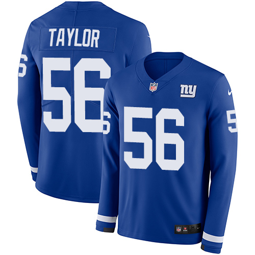 Personalized Giants #56 Lawrence Taylor Royal Blue Team Color Men’s Stitched NFL Limited Therma Long Sleeve Jersey