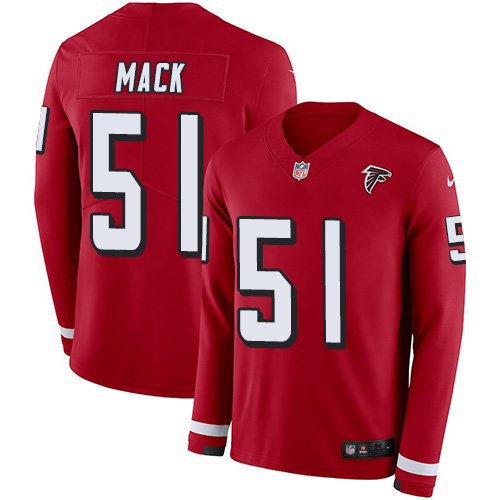 Personalized Falcons #51 Alex Mack Red Team Color Men’s Stitched NFL Limited Therma Long Sleeve Jersey