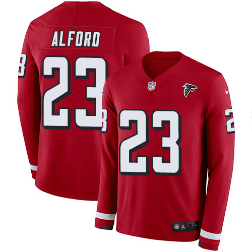 Personalized Falcons #23 Robert Alford Red Team Color Men’s Stitched NFL Limited Therma Long Sleeve Jersey