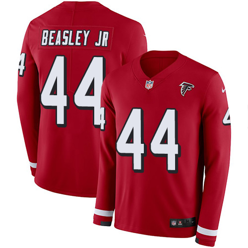 Personalized Falcons #44 Vic Beasley Jr Red Team Color Men’s Stitched NFL Limited Therma Long Sleeve Jersey