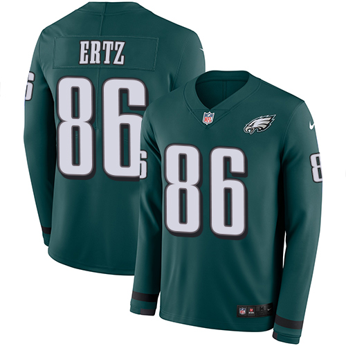 Personalized Eagles #86 Zach Ertz Midnight Green Team Color Men’s Stitched NFL Limited Therma Long Sleeve Jersey