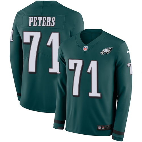 Personalized Eagles #71 Jason Peters Midnight Green Team Color Men’s Stitched NFL Limited Therma Long Sleeve Jersey