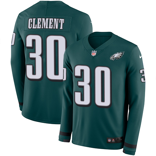 Personalized Eagles #30 Corey Clement Midnight Green Team Color Men’s Stitched NFL Limited Therma Long Sleeve Jersey