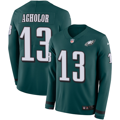 Personalized Eagles #13 Nelson Agholor Midnight Green Team Color Men’s Stitched NFL Limited Therma Long Sleeve Jersey