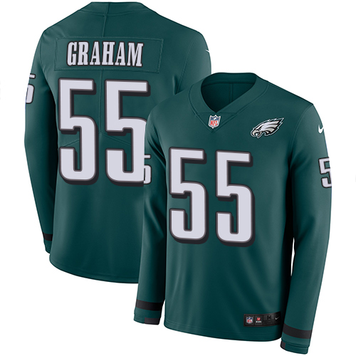 Personalized Eagles #55 Brandon Graham Midnight Green Team Color Men’s Stitched NFL Limited Therma Long Sleeve Jersey