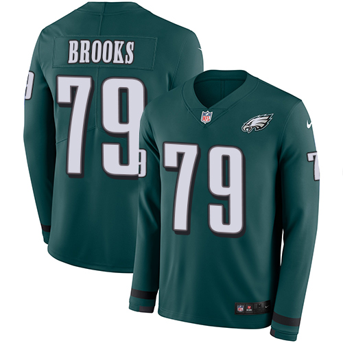 Personalized Eagles #79 Brandon Brooks Midnight Green Team Color Men’s Stitched NFL Limited Therma Long Sleeve Jersey